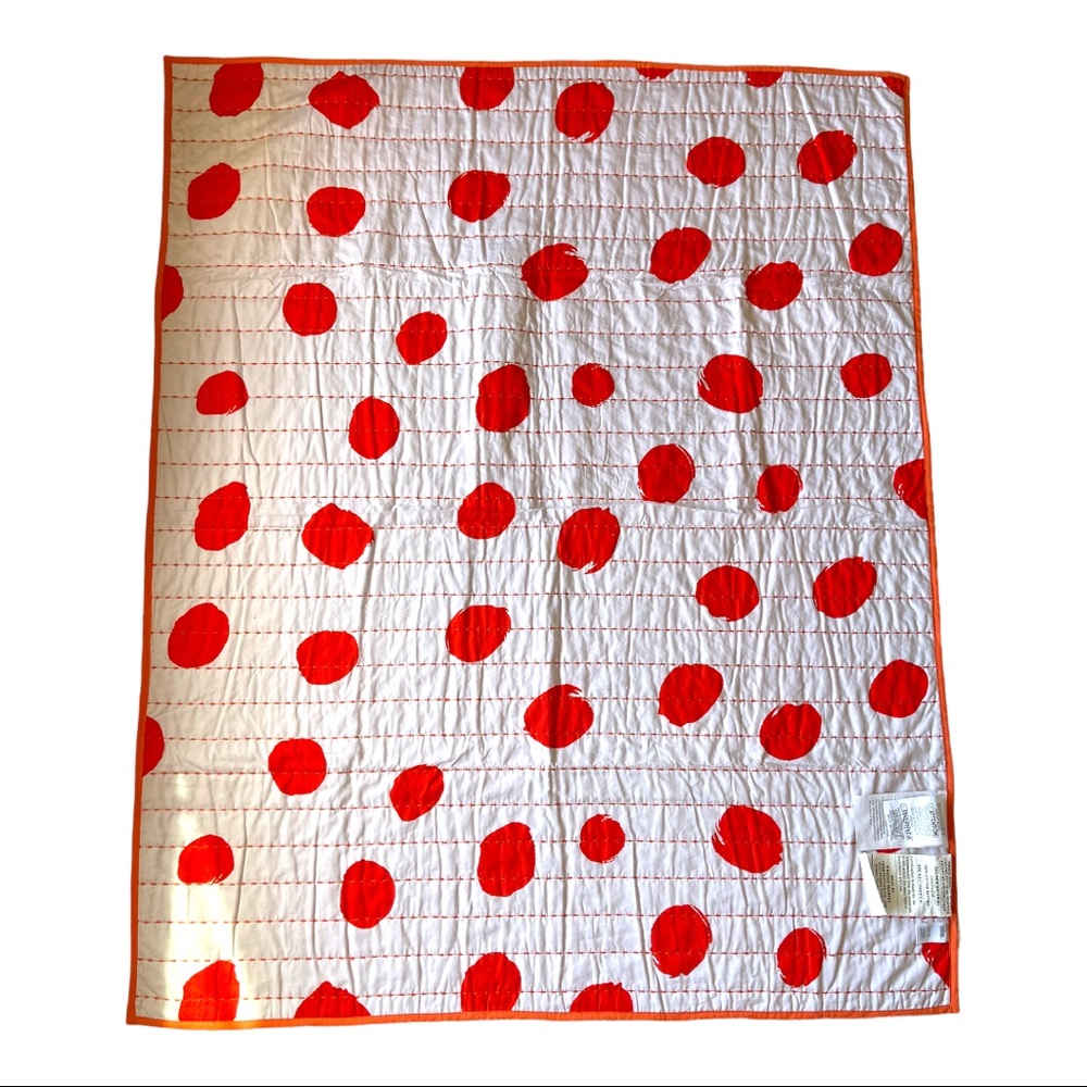 NORDSTROM By Cristina Martinez PRINT Quilted BLANKET Orange PORTRAIT Petals NEW - Picture 4 of 6